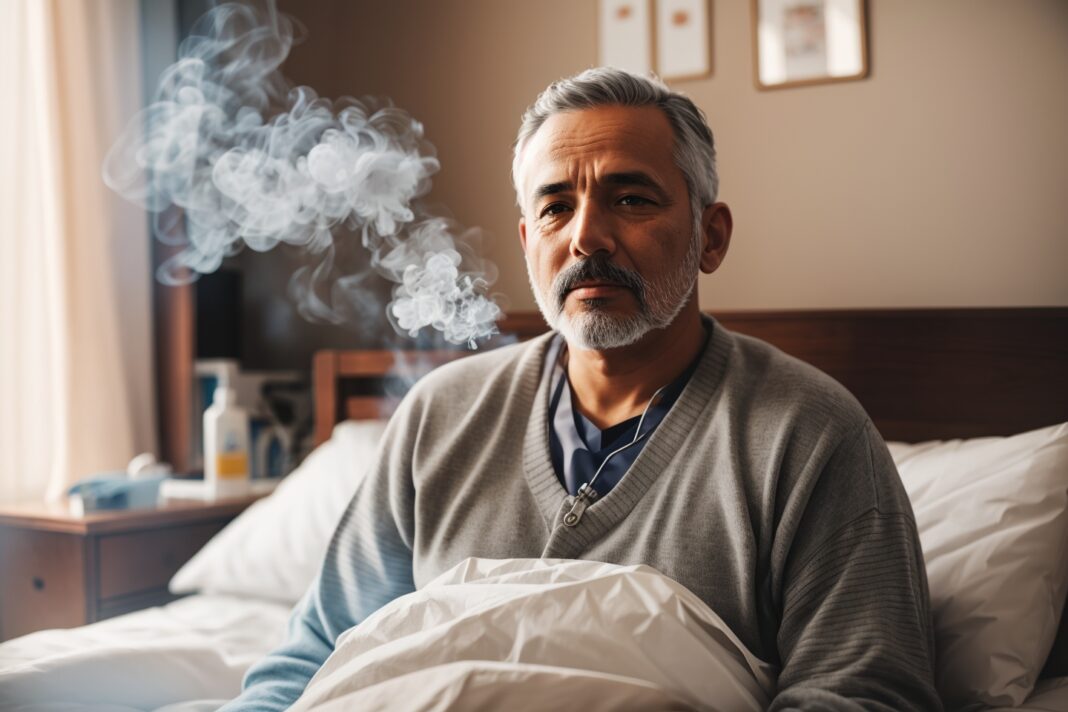 Sick person with lung cancer